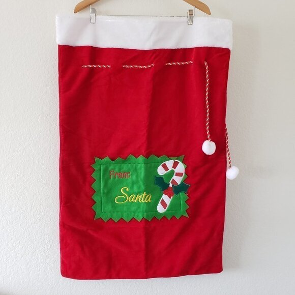 Reusable - XL Santa Material Bag Sack With Tie Closure 36"x23.5" Christmas - Picture 1 of 7